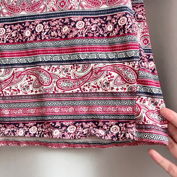 Zara Trafaluc MEDIUM Red Paisley Striped Floral Crop Tee Shirt T-Short Top - Picture 6 of 8